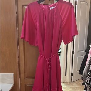 Ted Baker Pink Flutter Sleeve Midi Sundress